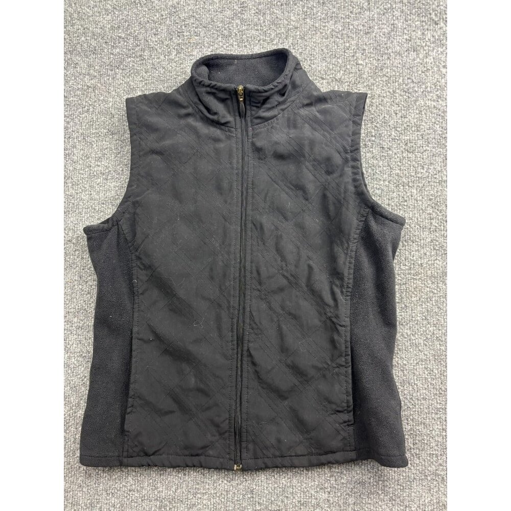Columbia Vest Womens XS Black Quilted Fleece Lined Full Zip‎ Pockets Outdoor